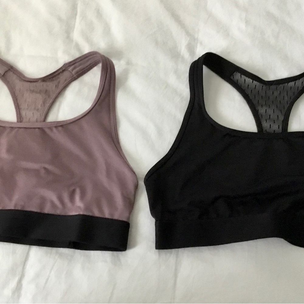 Victoria's Secret Racerback Sports Bras - Mauve and Black (2)